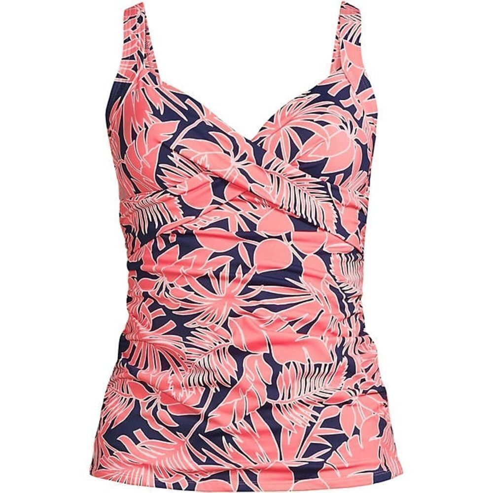 Lands’ End v-neck wrap underwire tankini top.  Size 12.
